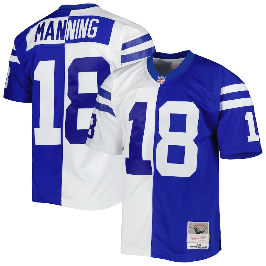 Men's Indianapolis Colts Peyton Manning Royal/White 1998 Split Legacy Replica Jersey