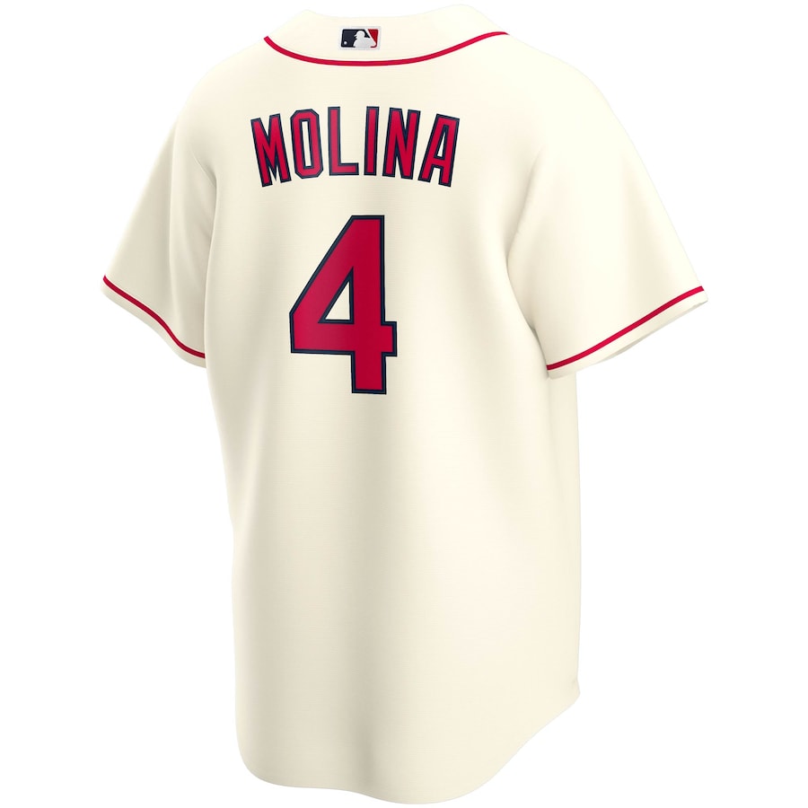 St. Louis Cardinals 4 Yadier Molina Cream Alternate Player Name Jersey