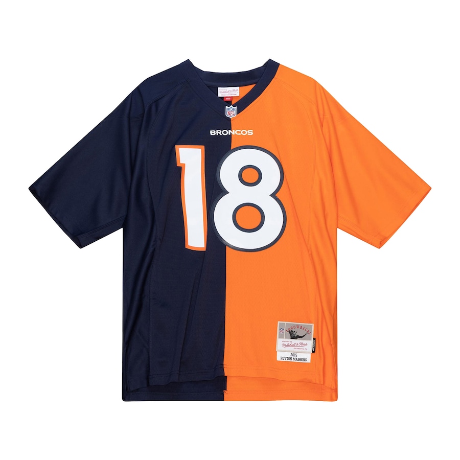 Men's Denver Broncos Peyton Manning Mitchell & Ness Navy/Orange 2015 Split Legacy Replica Jersey