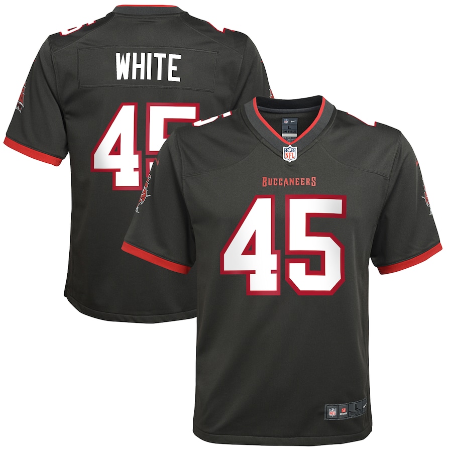 Youth Tampa Bay Buccaneers Devin White Nike Pewter Alternate Game Jersey