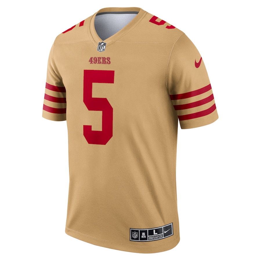 Men’s San Francisco 49ers Trey Lance Nike Gold Inverted Legend Jersey