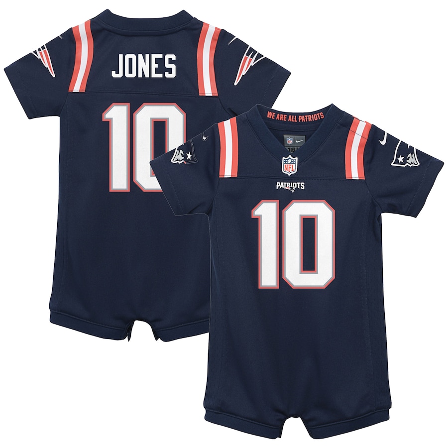 Newborn & Infant New England Patriots Mac Jones Nike Navy Game Romper Jersey