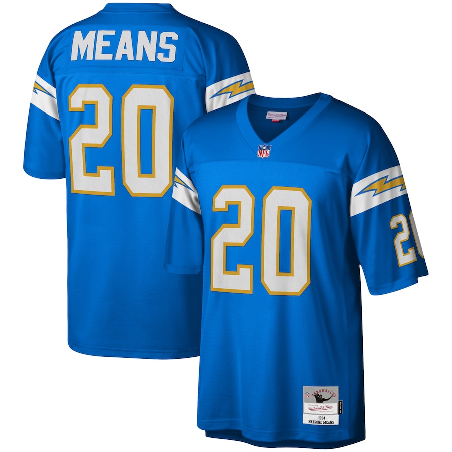 Men’s Los Angeles Chargers Natrone Means Mitchell & Ness Powder Blue 1994 Legacy Replica Jersey