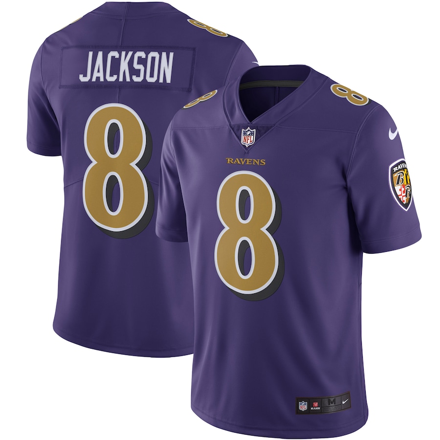 Men’s Baltimore Ravens Lamar Jackson Nike Purple Color Rush Vapor Limited Jersey