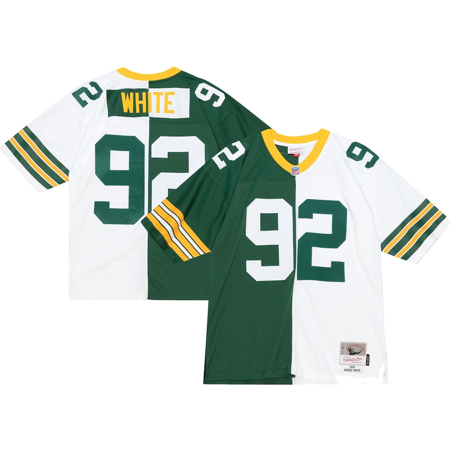 Men’s Green Bay Packers Reggie White Mitchell & Ness Green/White 1996 Split Legacy Replica Jersey