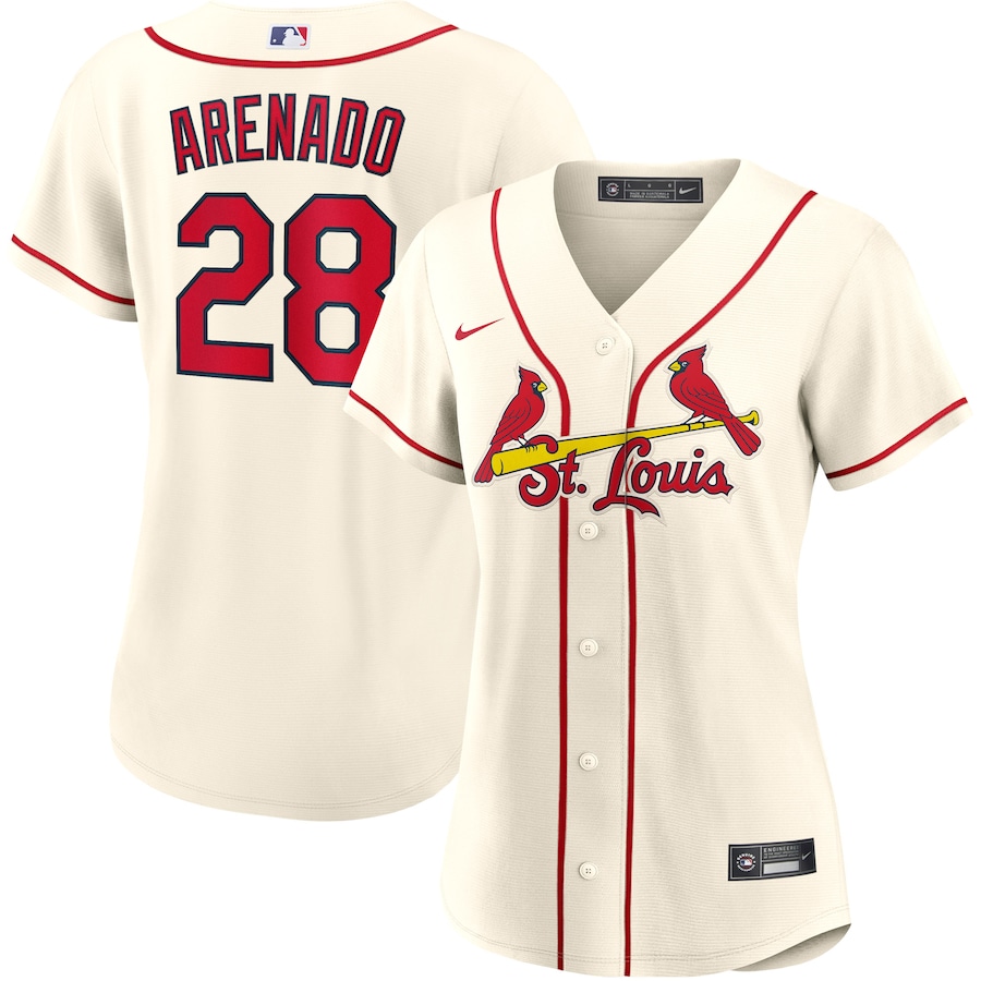 Women's St. Louis Cardinals 28 Nolan Arenado Light Blue Alternate Replica Player Jersey
