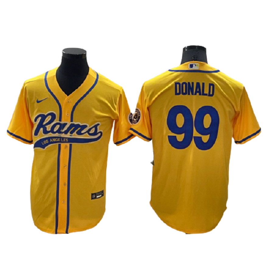 Men's Los Angeles Rams 99 Aaron Donald Kupp Gold Cool Base Stitched Baseball Jersey
