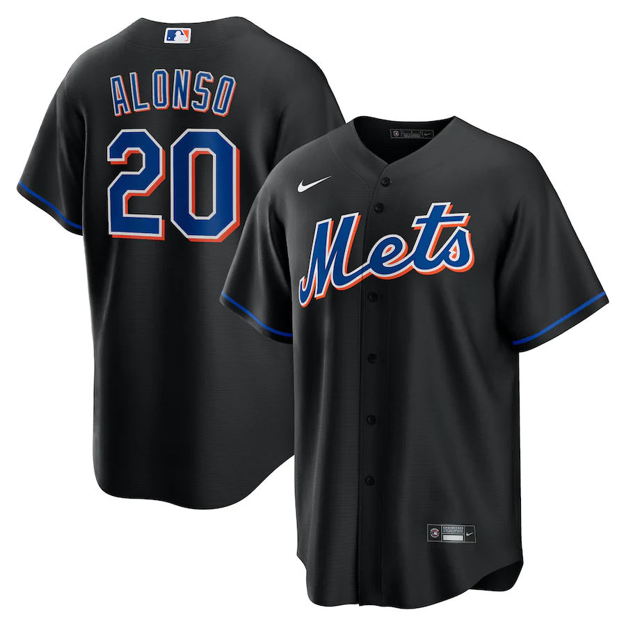 Men's New York Mets 20 Pete Alonso Black 2022 Alternate Replica Player Jersey