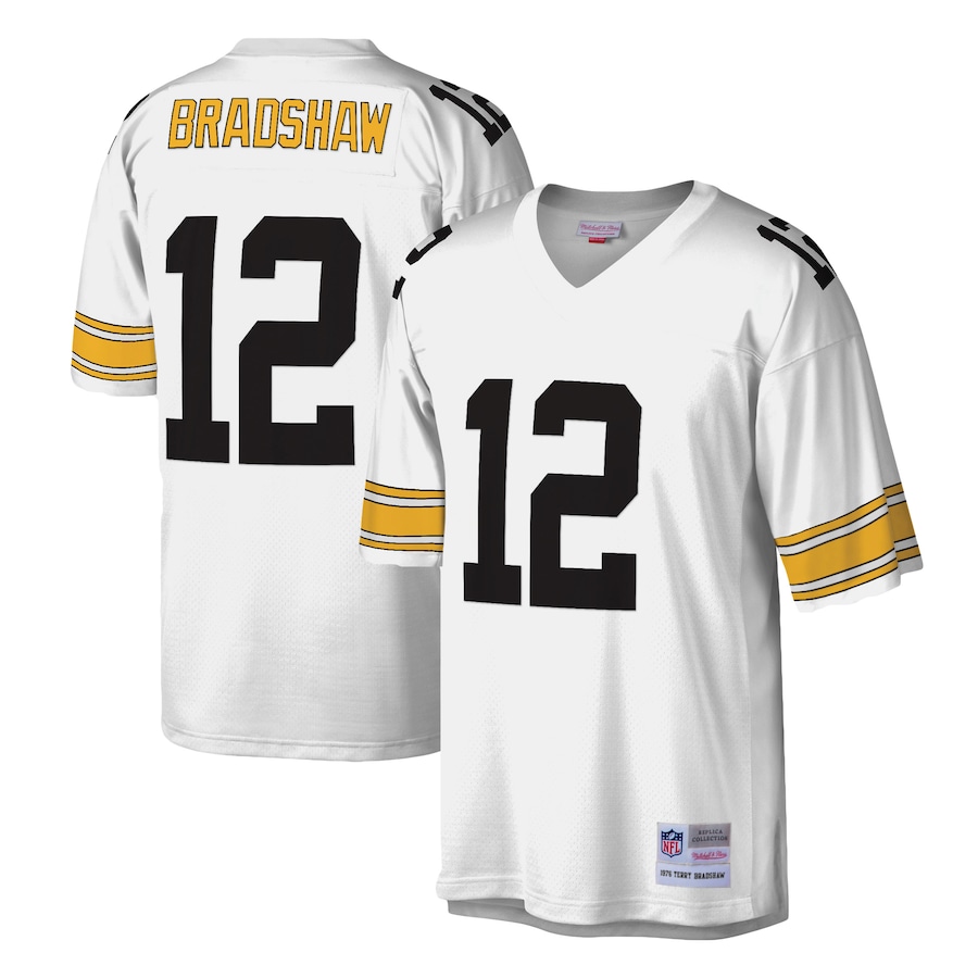 Men’s Pittsburgh Steelers Terry Bradshaw Mitchell & Ness White Legacy Replica Jersey