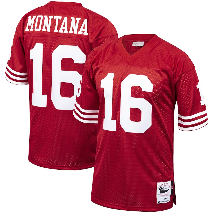 Men’s San Francisco 49ers Joe Montana Mitchell & Ness Scarlet 1989 Authentic Throwback Retired Player Jersey