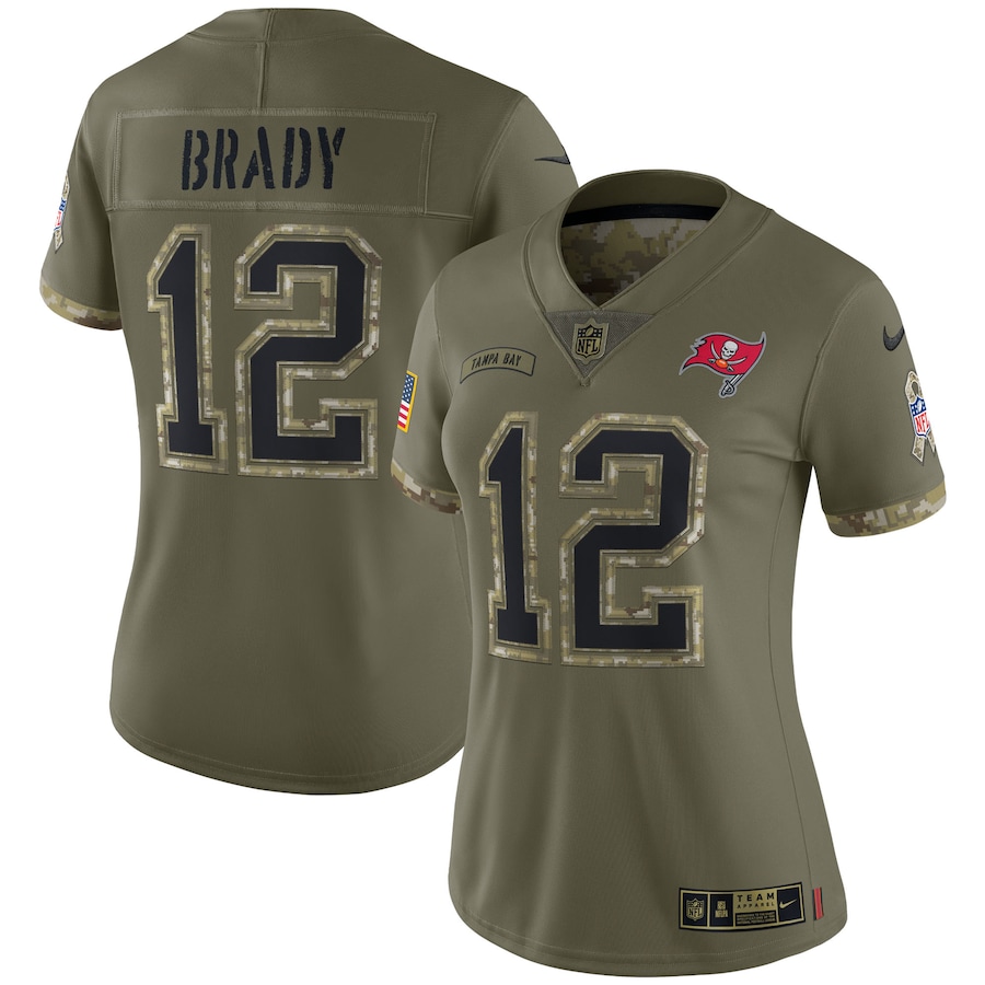Women’s Tampa Bay Buccaneers Tom Brady Nike Olive 2022 Salute To Service Limited Jersey