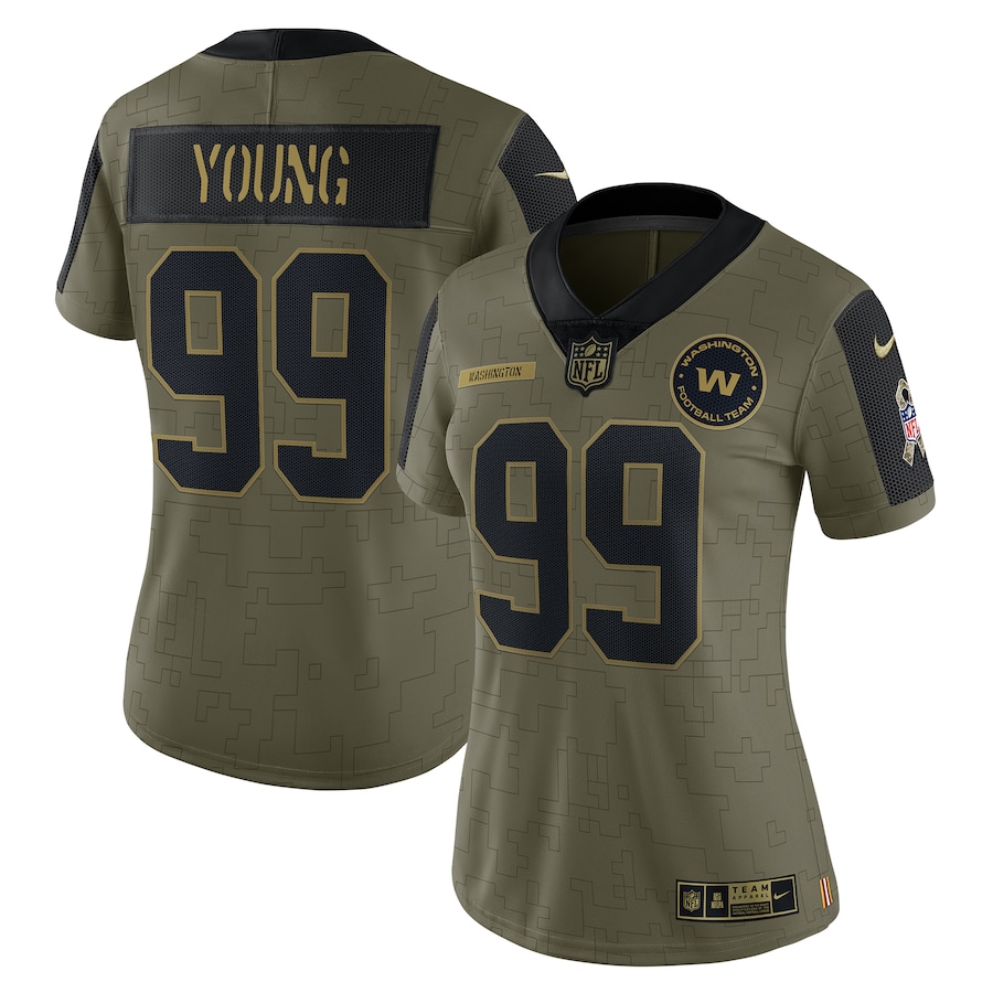 Women’s Washington Football Team Chase Young Nike Olive 2021 Salute To Service Limited Player Jersey
