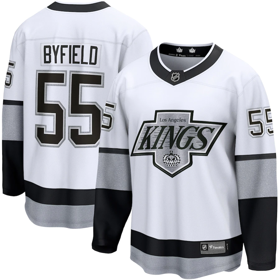Men's Los Angeles Kings 55 Quinton Byfield White Alternate Premier Breakaway Player Jersey