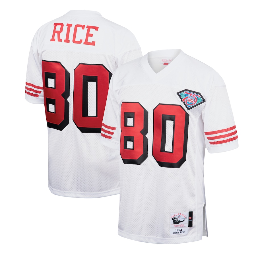 Men’s San Francisco 49ers Jerry Rice Mitchell & Ness White 1994 Authentic Throwback Retired Player Jersey