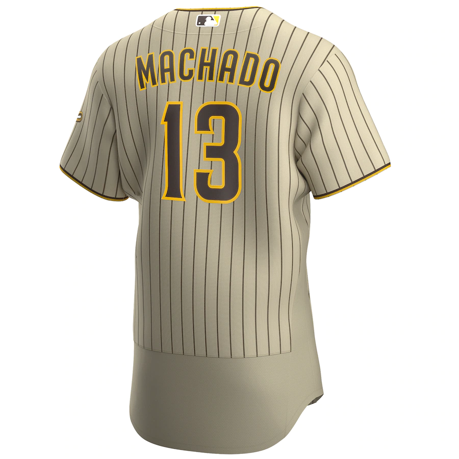 Men's San Diego Padres 13 Manny Machado Tan Brown Alternate Authentic Player Jersey