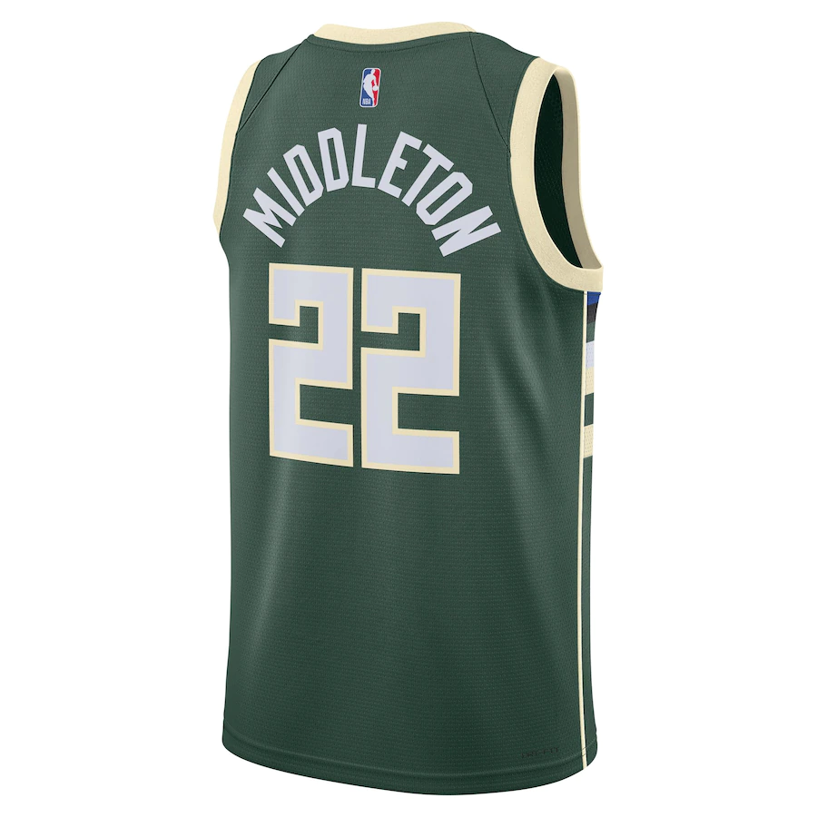 Men's Milwaukee Bucks Khris Middleton Hunter Green 2022-23 Swingman Jersey - Icon Edition