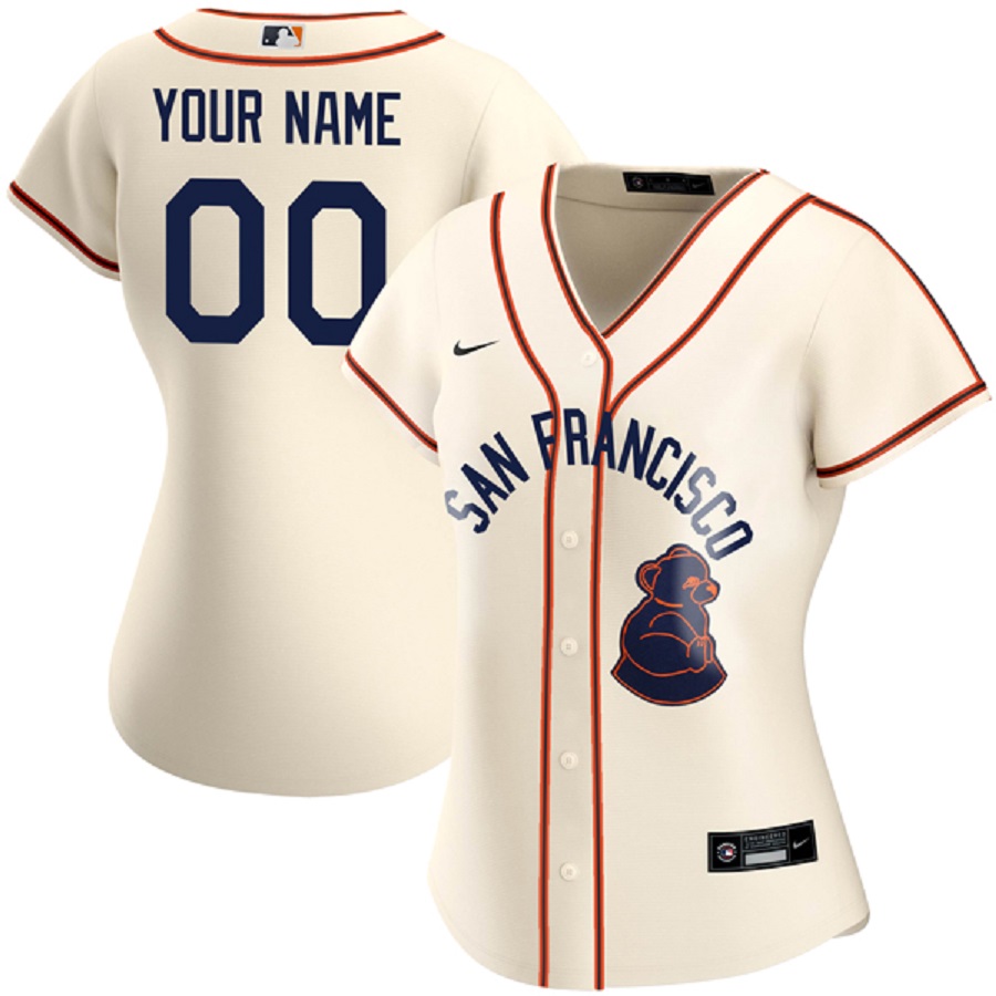 Custom women's San Francisco Giants Sea Lions Throwback 1946 Home Cream Jersey