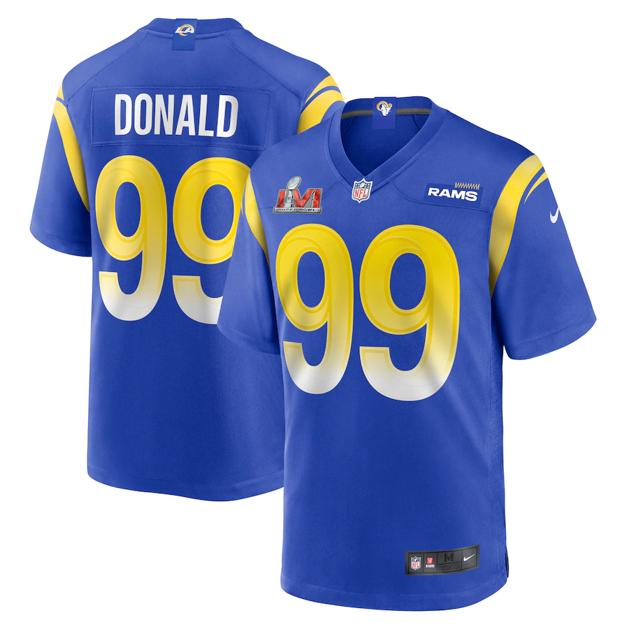 Men's Los Angeles Rams 99 Aaron Donald Super Bowl LVI Bound Game Fashion Jersey