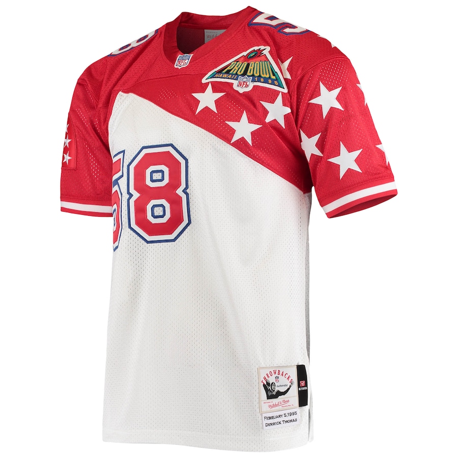 Men’s AFC Derrick Thomas Mitchell & Ness White/Red 1995 Pro Bowl Authentic Jersey
