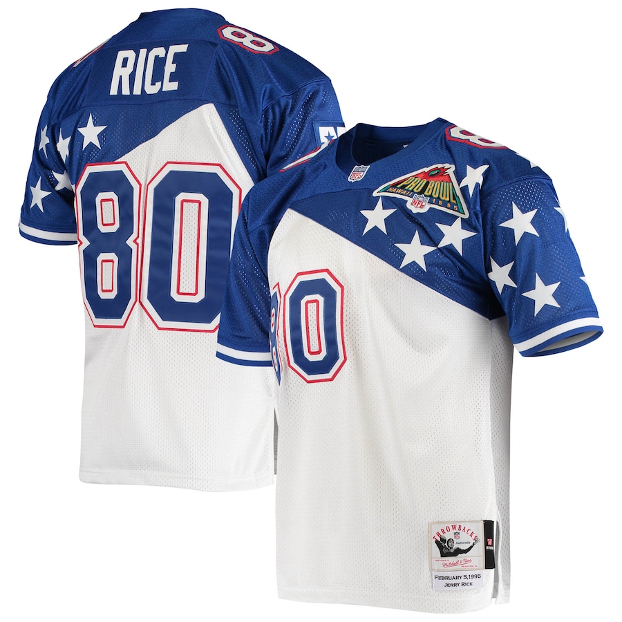 Men’s NFC Jerry Rice Mitchell & Ness White/Blue 1994 Pro Bowl Authentic Jersey