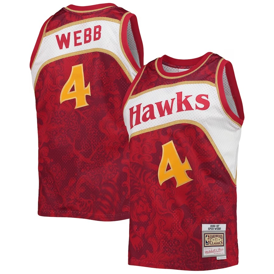 Men's Atlanta Hawks Spud Webb Mitchell & Ness Red Hardwood Classics 1986-87 Lunar New Year Swingman Jersey