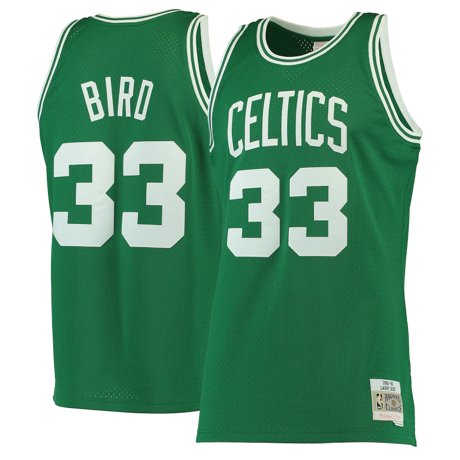 Men's Boston Celtics Larry Bird Mitchell & Ness Kelly Green 1985-86 Hardwood Classics Swingman Jersey