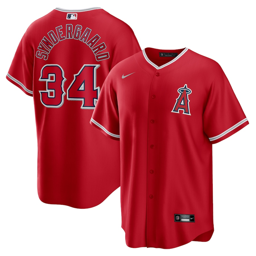 Men's Los Angeles Angels Noah Syndergaard Red Alternate Replica Player Jersey