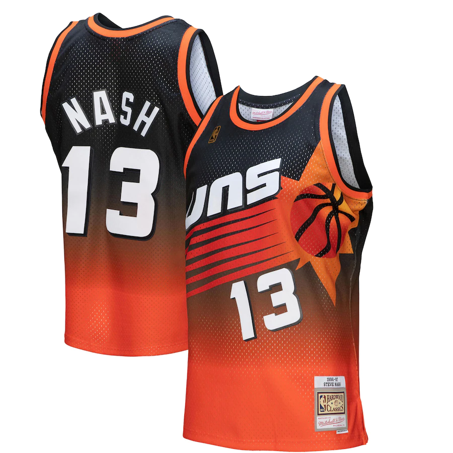 Men's Phoenix Suns Steve Nash Orange/Black 1996/97 Hardwood Classics Fadeaway Swingman Player Jersey