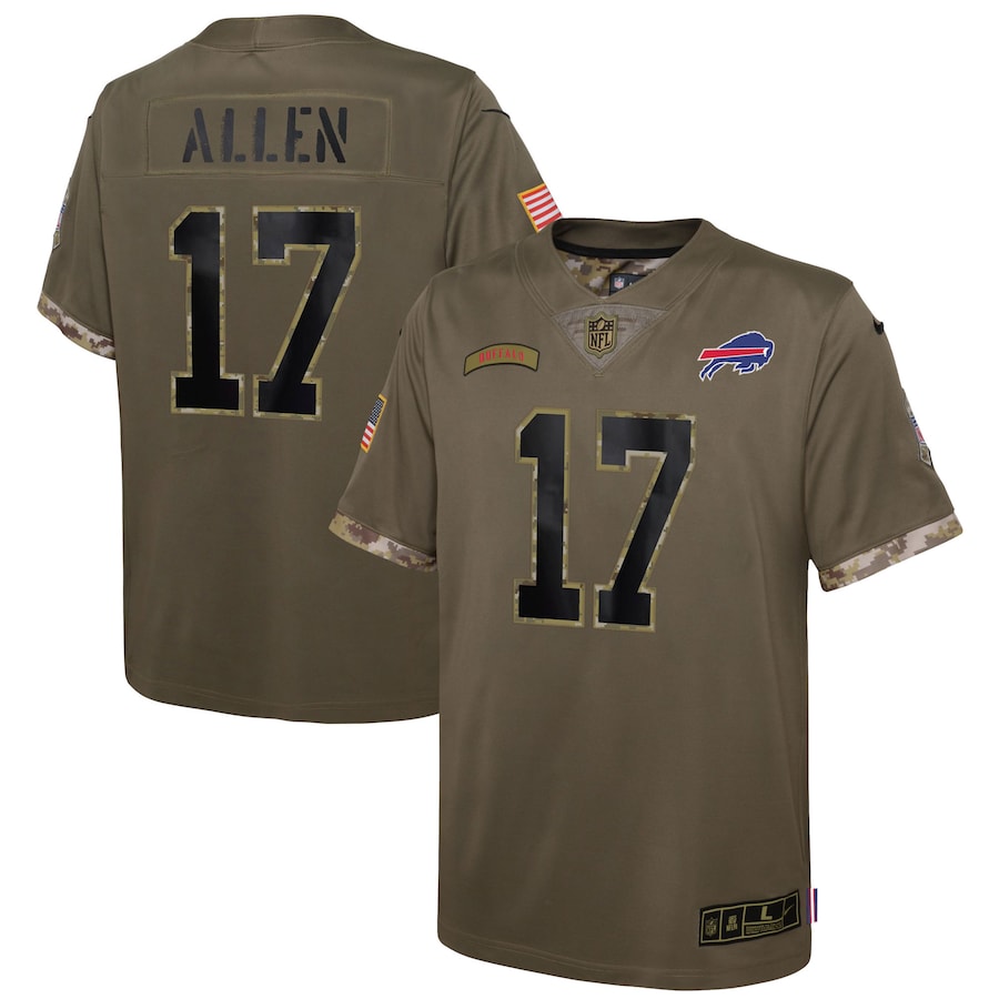 Youth Buffalo Bills Josh Allen Nike Olive 2022 Salute To Service Player Limited Jersey