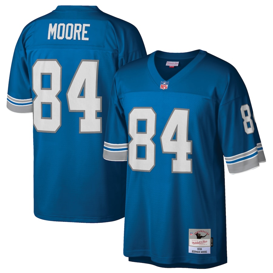 Men’s Detroit Lions Herman Moore Mitchell & Ness Blue Retired Player Legacy Replica Jersey