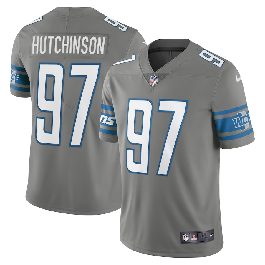 Men's Detroit Lions Aidan Hutchinson Steel Alternate Team Vapor Limited Jersey