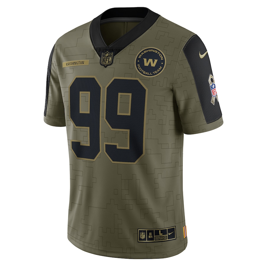 Men’s Washington Football Team Chase Young Nike Olive 2021 Salute To Service Limited Player Jersey