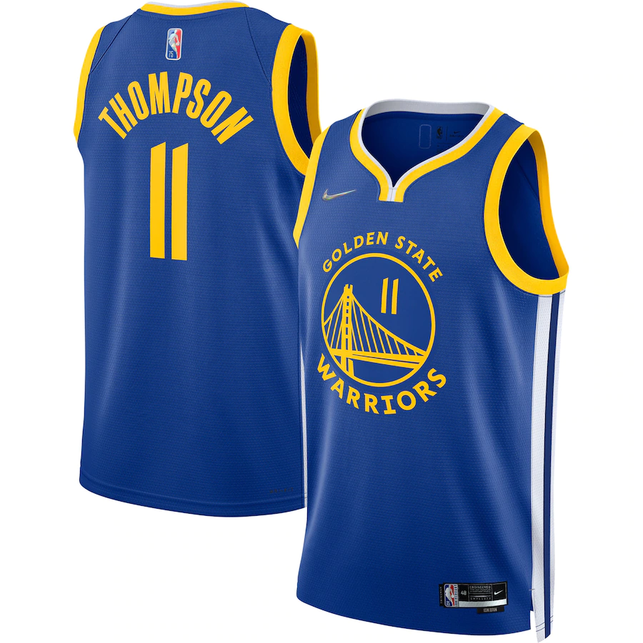 Men's Golden State Warriors 11 Klay Thompson Royal 2021-22 Diamond Swingman Jersey - Icon Edition
