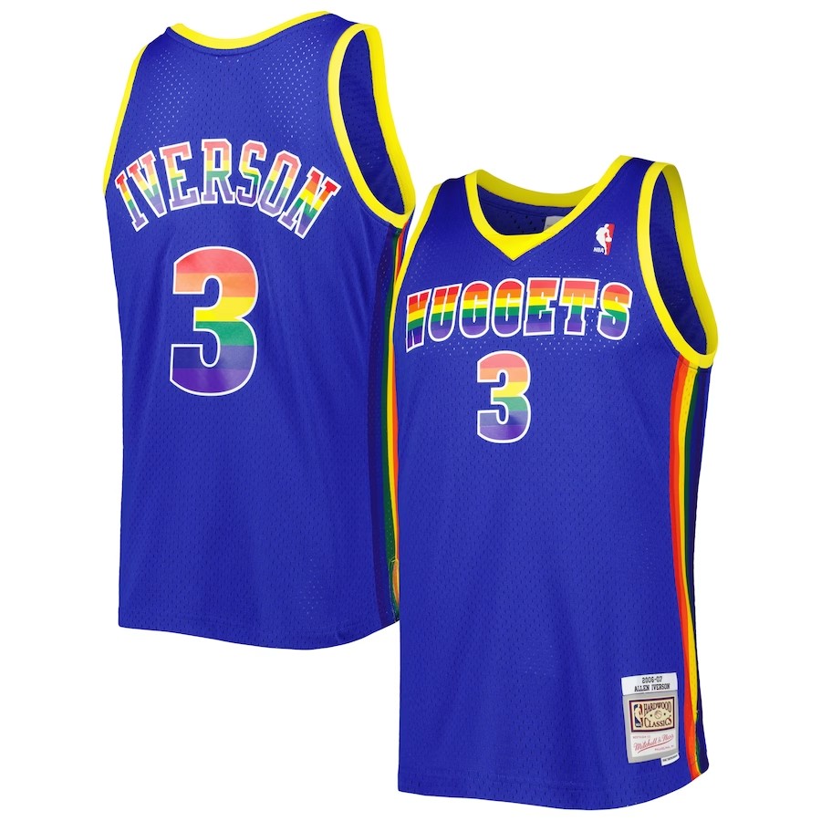 Men's Denver Nuggets Allen Iverson Mitchell & Ness Royal 2006-07 Hardwood Classics Reload 3.0 Swingman Jersey