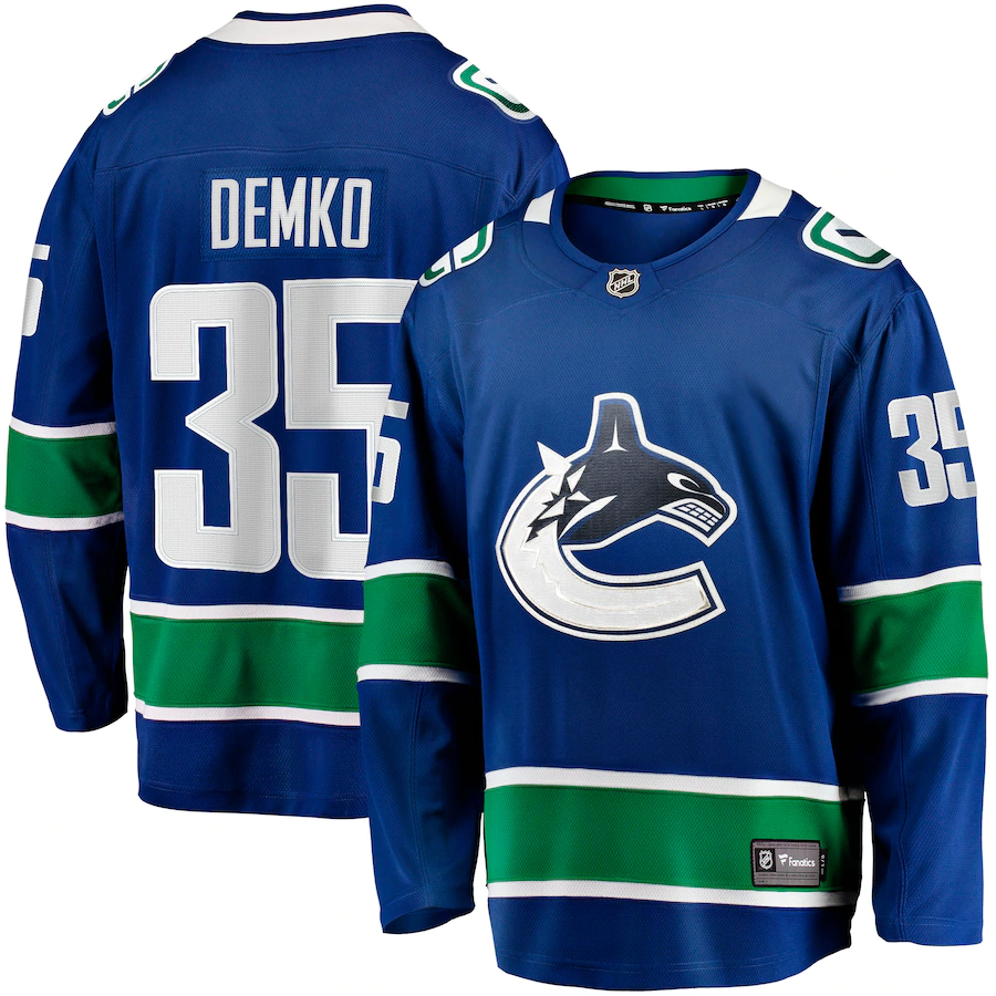Men's Vancouver Canucks 43 Quinn Hughes Blue Home Premier Breakaway Player Jersey