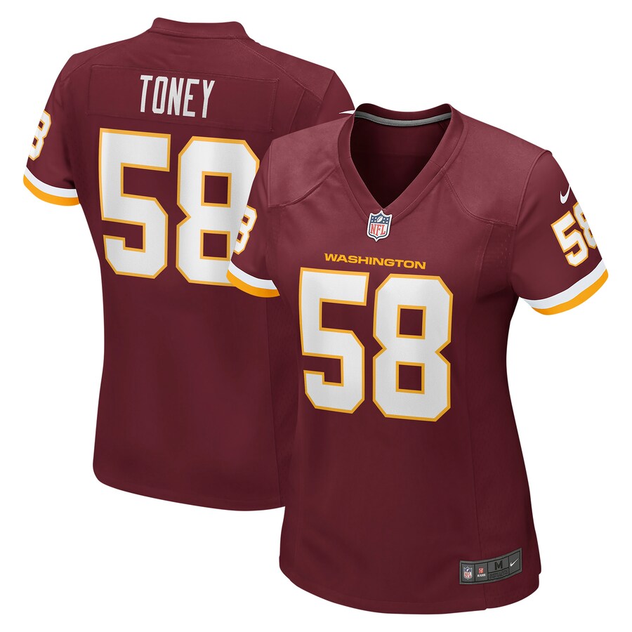 Women’s Washington Football Team Shaka Toney Nike Burgundy Game Jersey