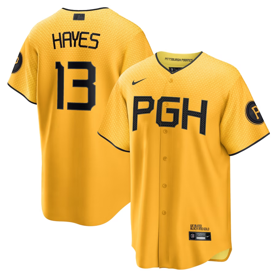 Men's Pittsburgh Pirates Ke'Bryan Hayes Gold 2023 City Connect Replica Player Jersey