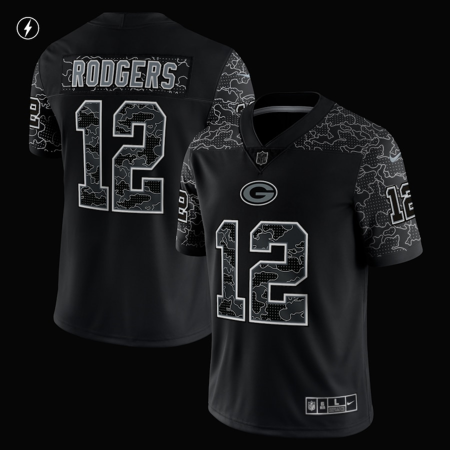Men’s Green Bay Packers Aaron Rodgers Nike Black RFLCTV Limited Jersey