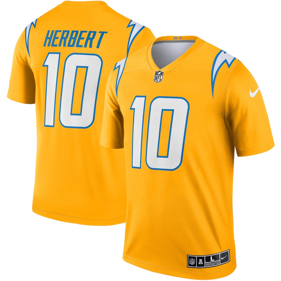 Men’s Los Angeles Chargers Justin Herbert Nike Gold Inverted Legend Jersey