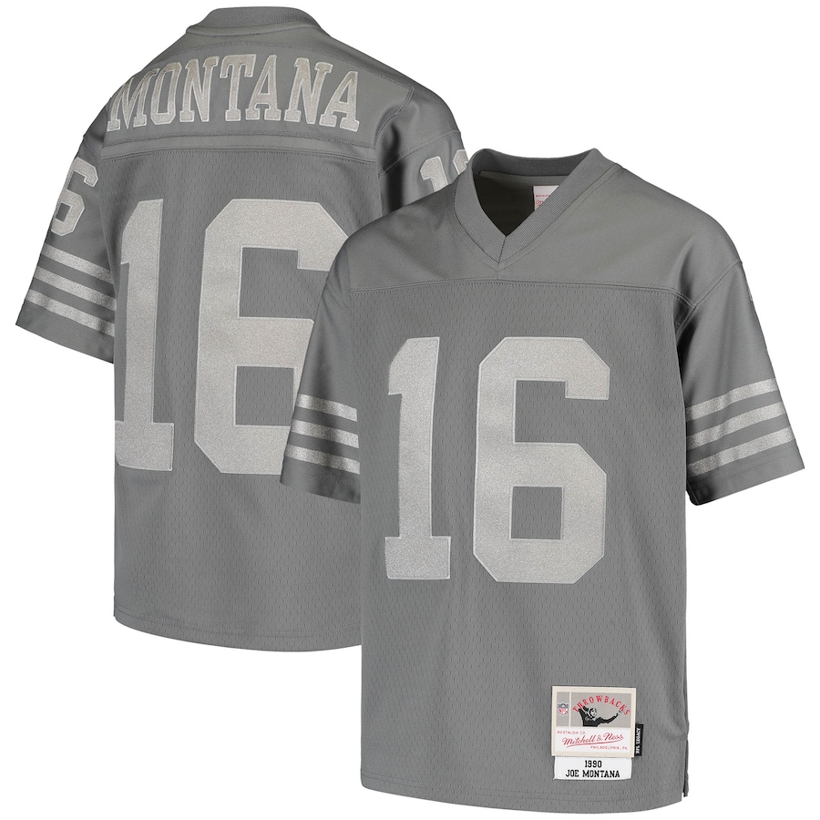 Youth San Francisco 49ers Joe Montana Mitchell & Ness Charcoal 1990 Retired Player Metal Replica Jersey
