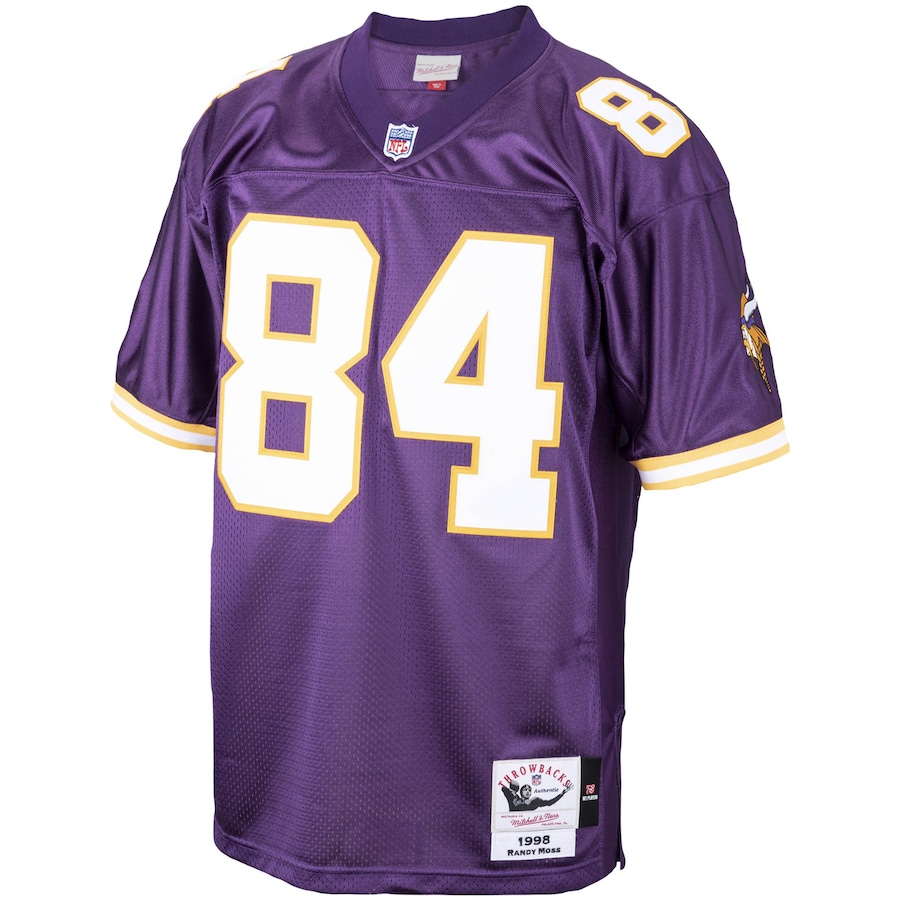Men’s Minnesota Vikings Randy Moss Mitchell & Ness Purple 1998 Authentic Throwback Retired Player Jersey