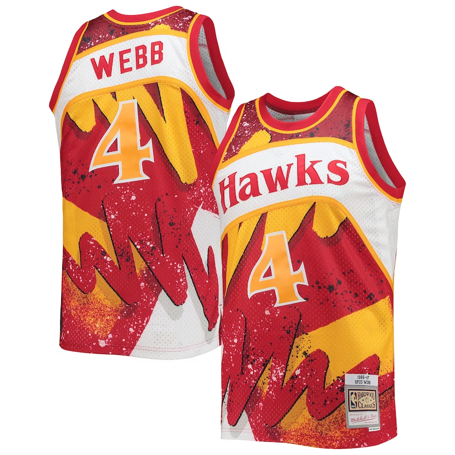 Men's Atlanta Hawks Spud Webb Red Hardwood Classics 1986-87 Hyper Hoops Swingman Jersey