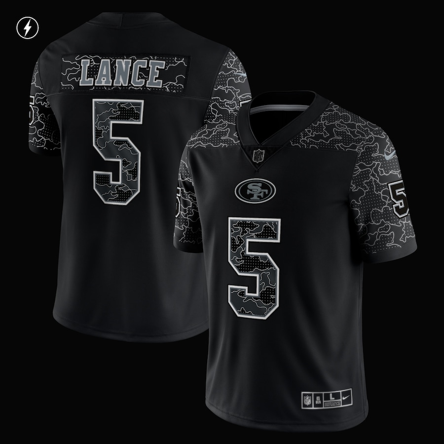 Men’s San Francisco 49ers Trey Lance Nike Black RFLCTV Limited Jersey