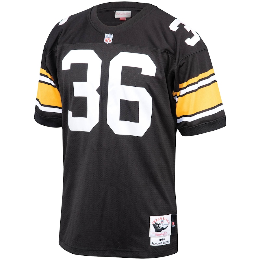 Men’s Pittsburgh Steelers Jerome Bettis Mitchell & Ness Black 1996 Authentic Throwback Retired Player Jersey