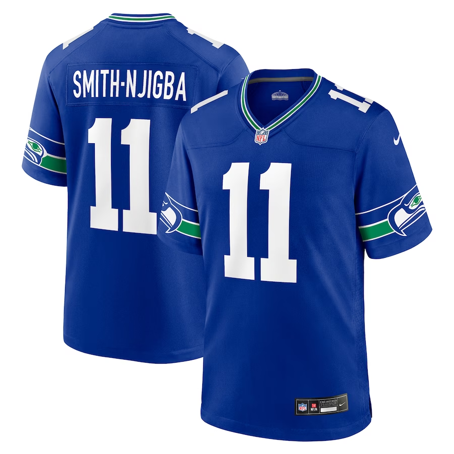 Men's Seattle Seahawks Jaxon Smith-Njigba Royal Throwback Player Game Jersey