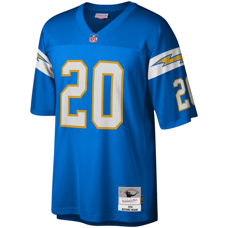 Men’s Los Angeles Chargers Natrone Means Mitchell & Ness Powder Blue 1994 Legacy Replica Jersey