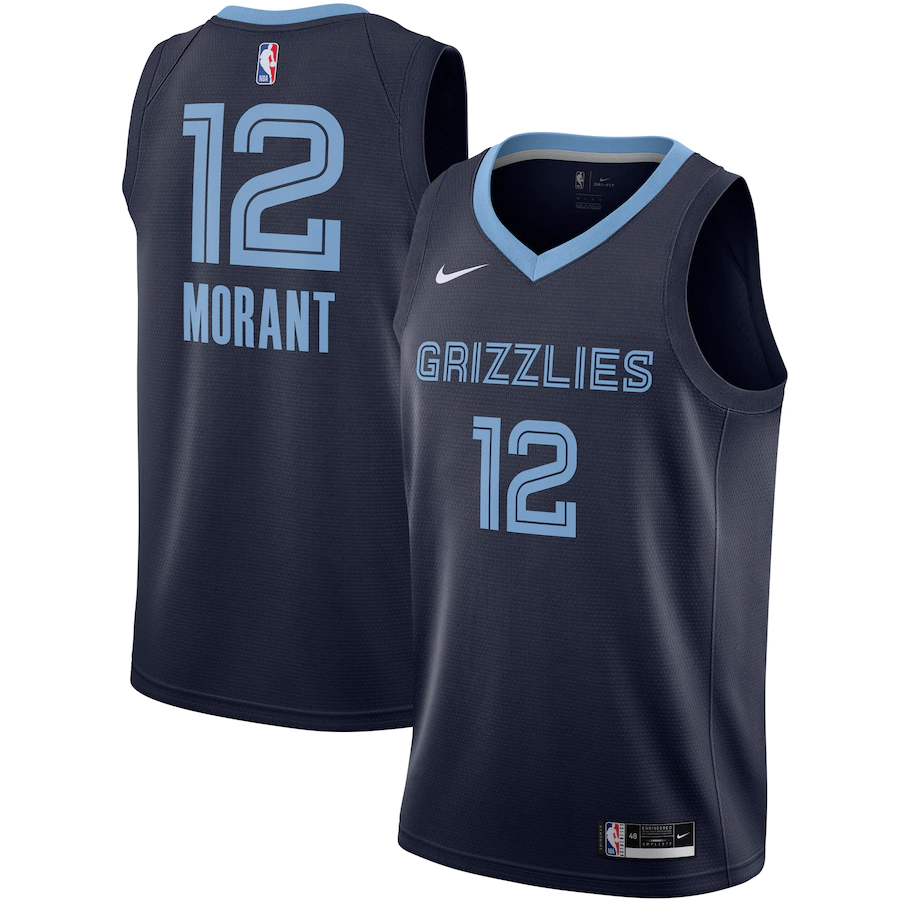 Men's Memphis Grizzlies 12 Ja Morant Navy Swingman Jersey - Icon Edition