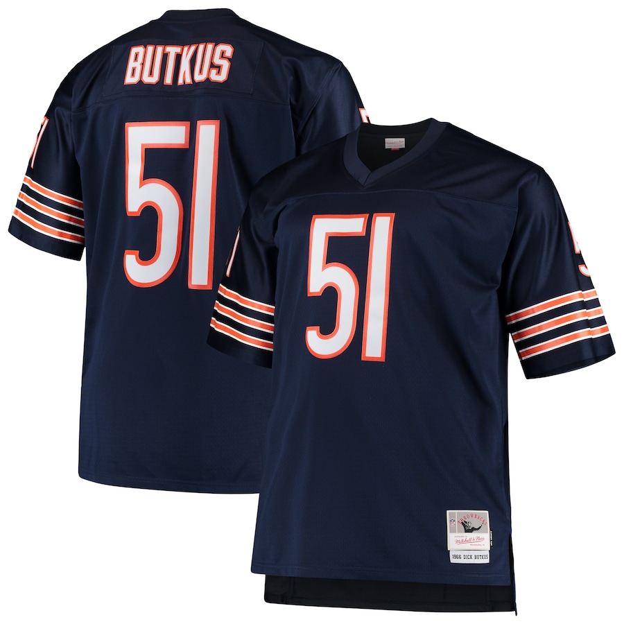 Men’s Chicago Bears Dick Butkus Mitchell & Ness Navy Big & Tall 1966 Retired Player Replica Jersey
