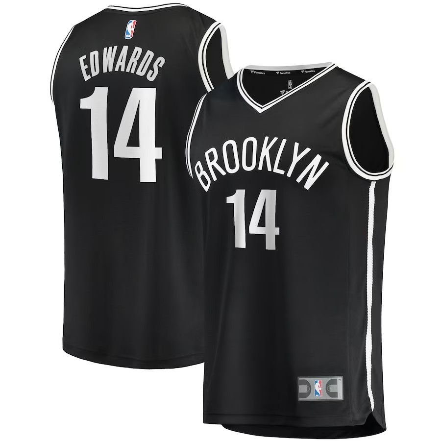 Men's Brooklyn Nets Kessler Edwards Fanatics Branded Black 2021/22 Fast Break Replica Jersey - Icon Edition