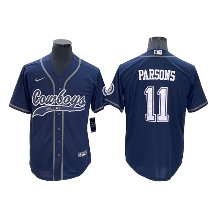 Men's Dallas Cowboys Micah Parsons Navy Cool Base Stitched Baseball Jersey